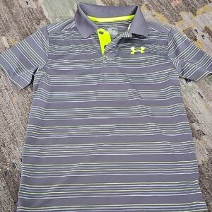 Under Armour Kids Polo with Gray and Neon Accents